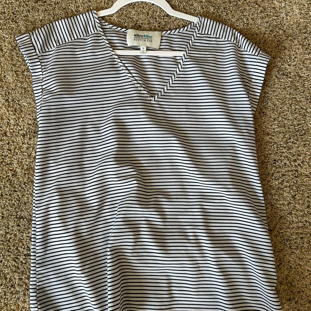 Women's Black and White Striped Top